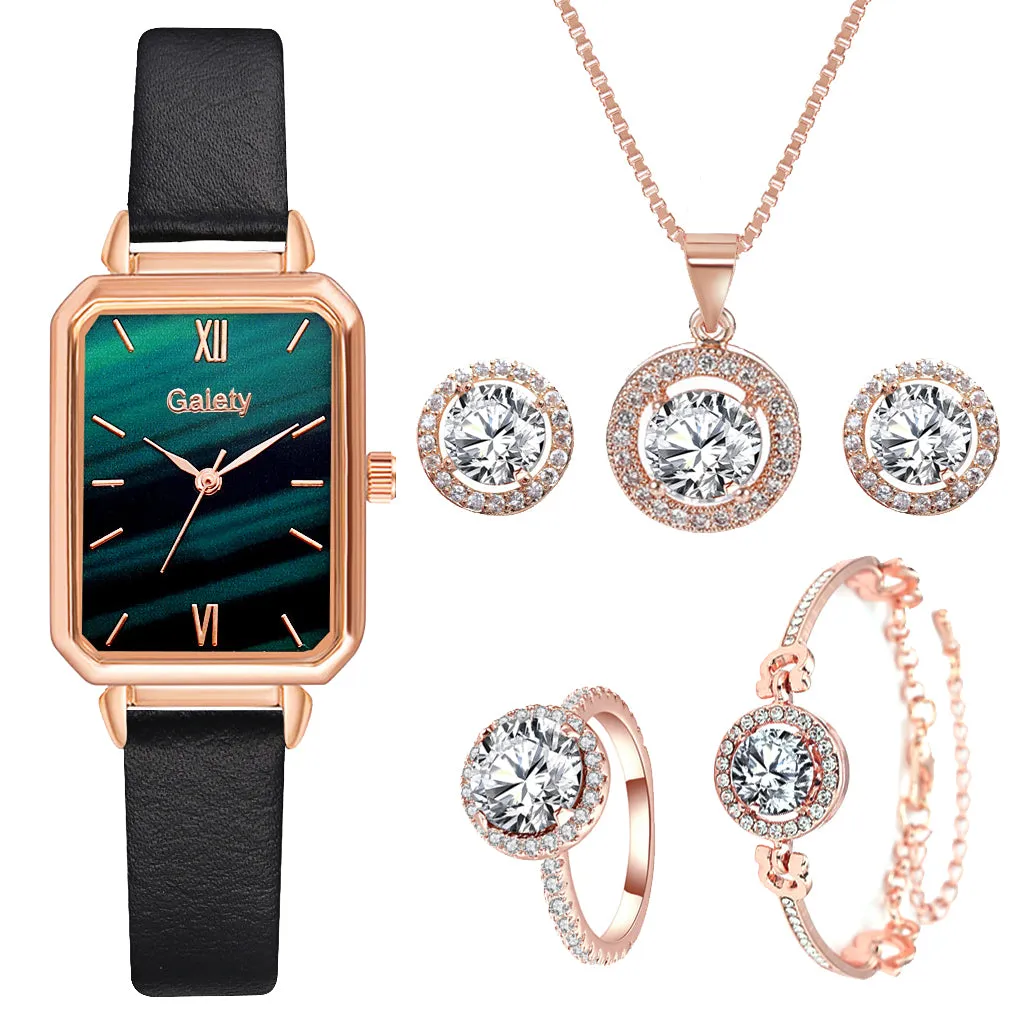 Lvpai Brand 6PCS Watch Set Women Luxury Fashion Ladies Rose Gold Quartz Wristwatches Women Famous Brand Crystal Dress Watches