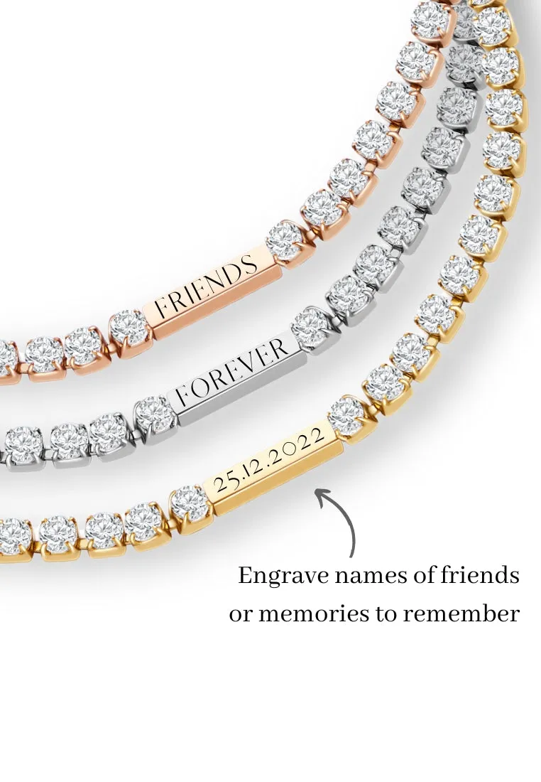 Maison Sparkling CZ Tennis Bracelet Friendship Set