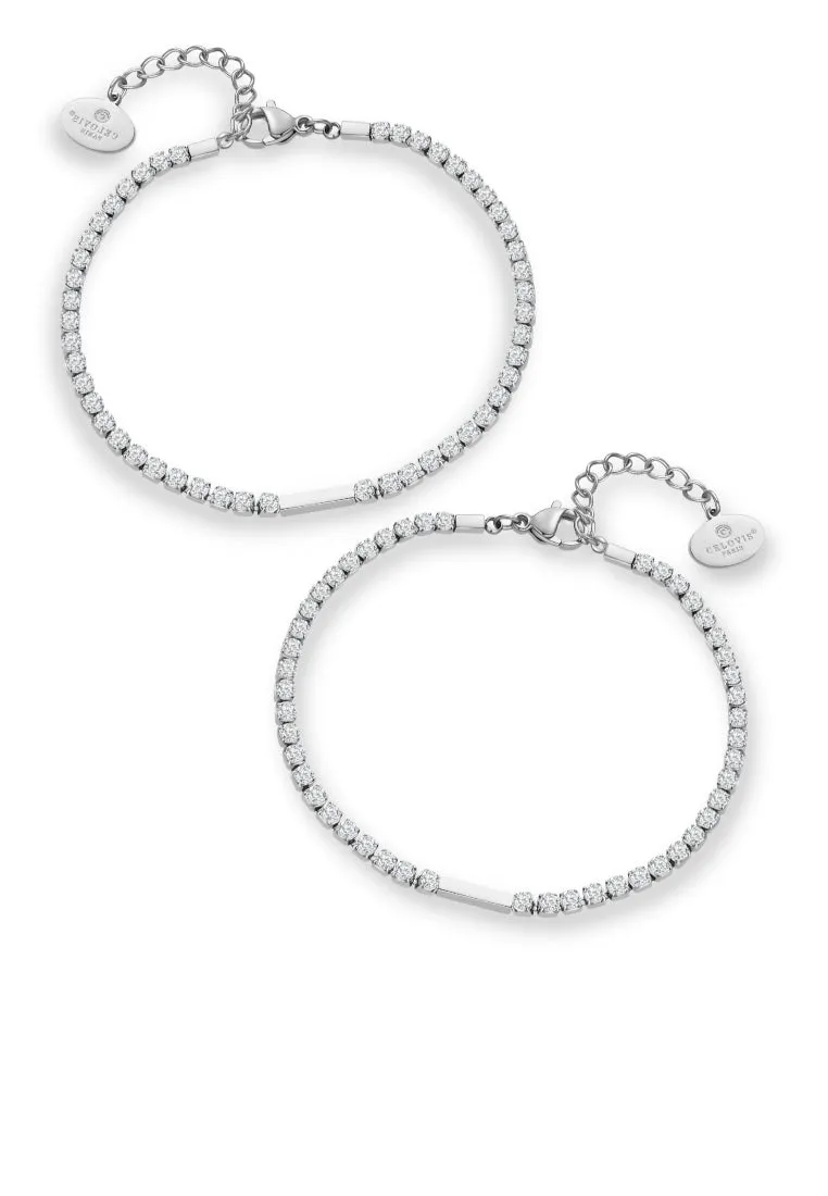 Maison Sparkling CZ Tennis Bracelet Friendship Set