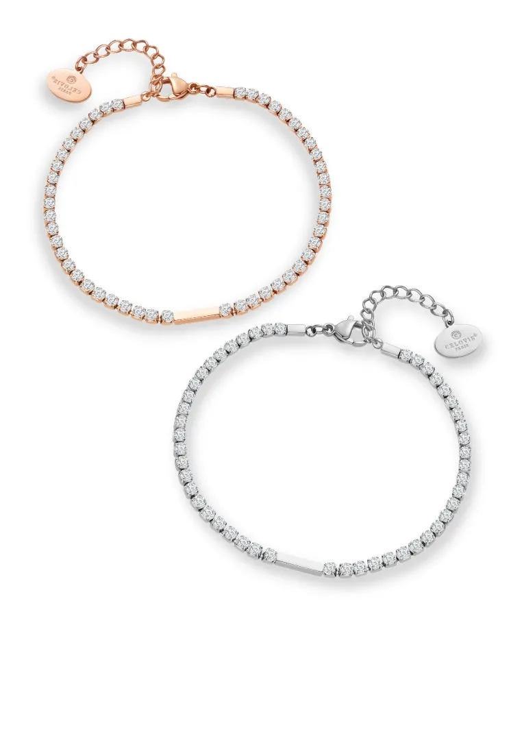 Maison Sparkling CZ Tennis Bracelet Friendship Set