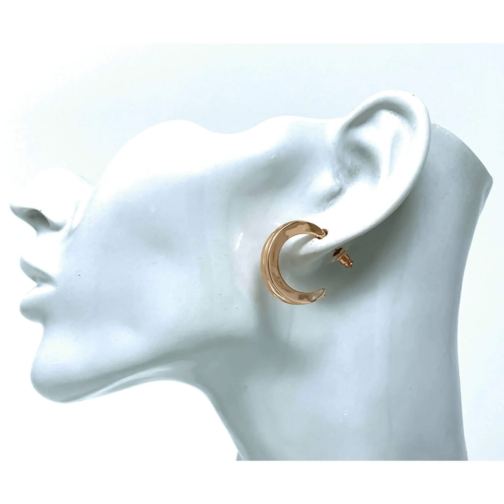 Medium Rose Gold Stud Hoop Earrings