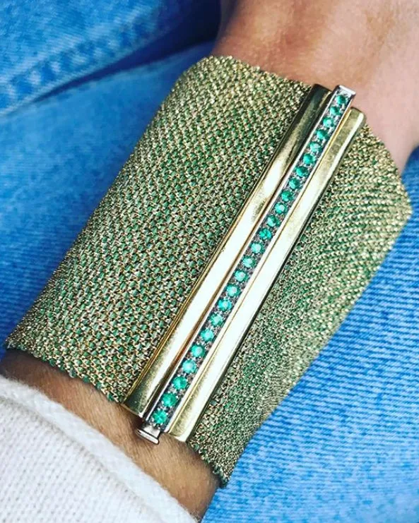 Melange 7cm Woven Bracelet with Pavé Clasp