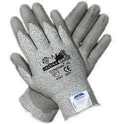 Memphis Medium UltraTech 13 Gauge Cut Resistant Gray Polyurethane Dipped Palm And Finger Coated Work Gloves With Dyneema Liner And Knit Wrist