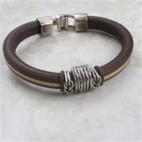 Men's Brown And Tan Leather Cord Bracelet