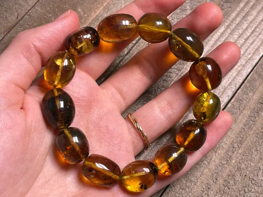 Mexican AMBER Crystal Bracelet - Beaded Bracelet, Handmade Jewelry, Healing Crystals and Stones, 48453