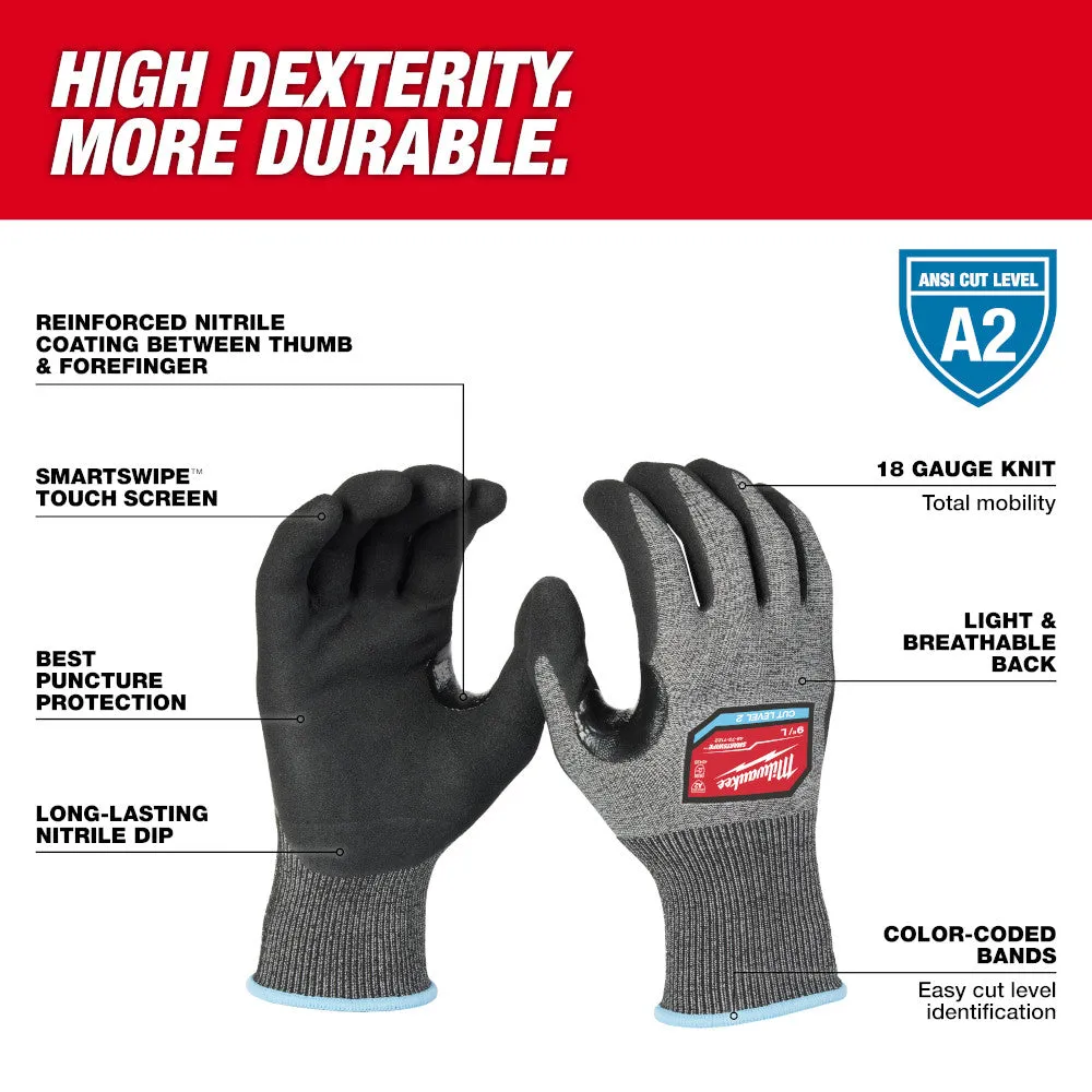 Milwaukee 48-73-7120 Cut Level 2 High-Dexterity Nitrile Dipped Gloves - S