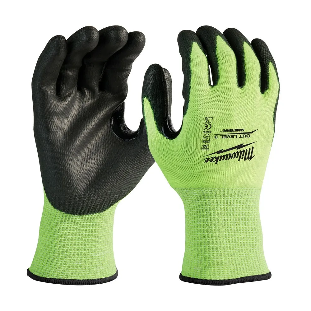 Milwaukee 48-73-8931 High Visibility Cut Level 3 Polyurethane Dipped Safety Gloves - Medium