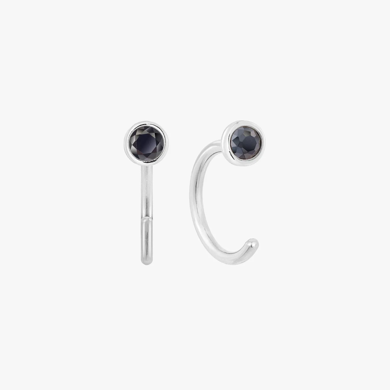 Mini Black Bezel Huggies Earrings