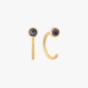 Mini Black Bezel Huggies Earrings