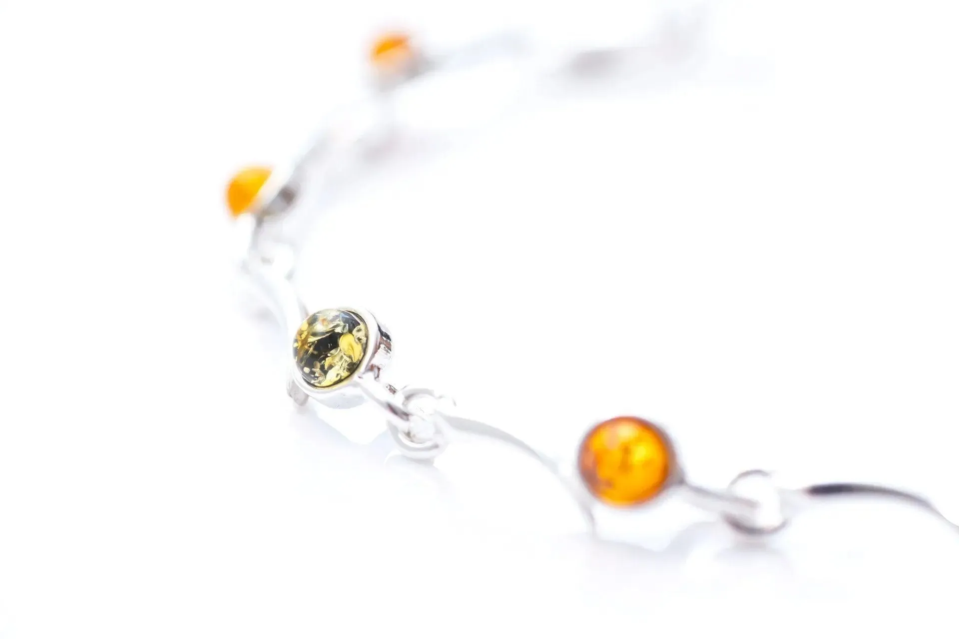 Minimal Multicolour Amber Bracelet - Elegant Baltic Amber & Sterling Silver