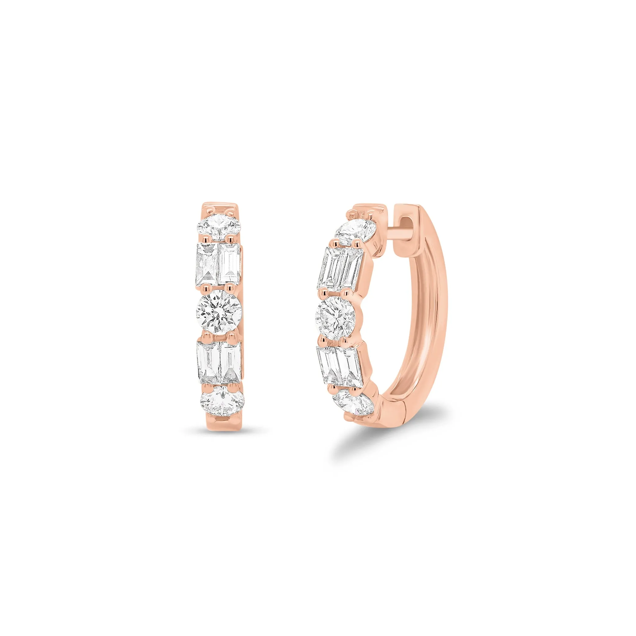 Mixed Shape Diamond Huggie Earrings