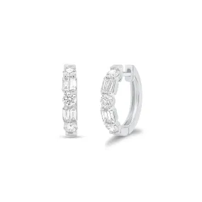 Mixed Shape Diamond Huggie Earrings