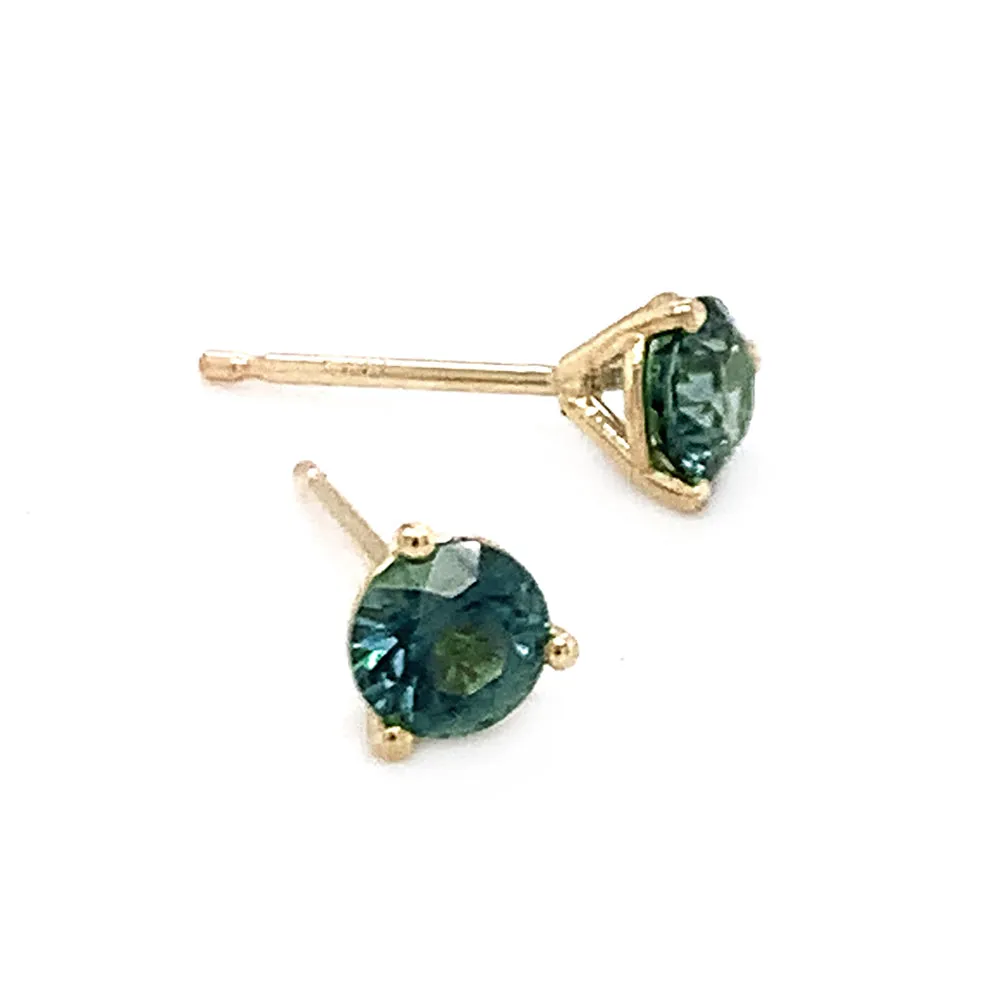 Montana Sapphire Yellow Gold Martini Stud Earrings - "Hyalite"