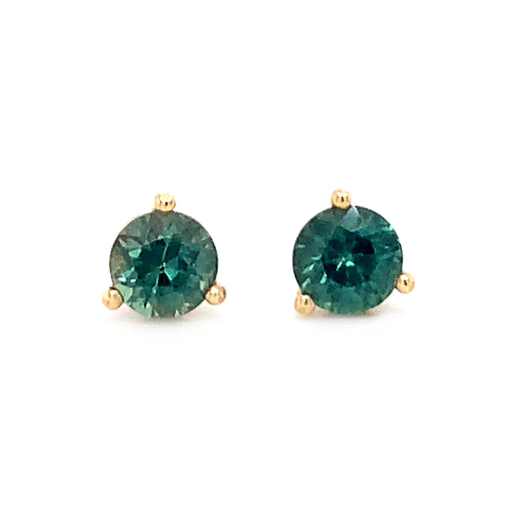 Montana Sapphire Yellow Gold Martini Stud Earrings - "Hyalite"