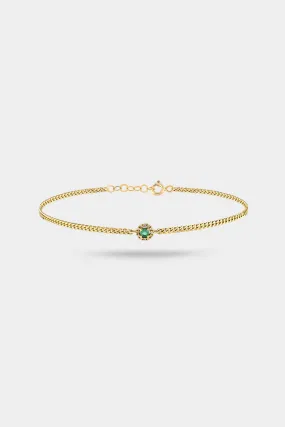 Mosaic Cuban Link Bracelet in Emerald and Diamond