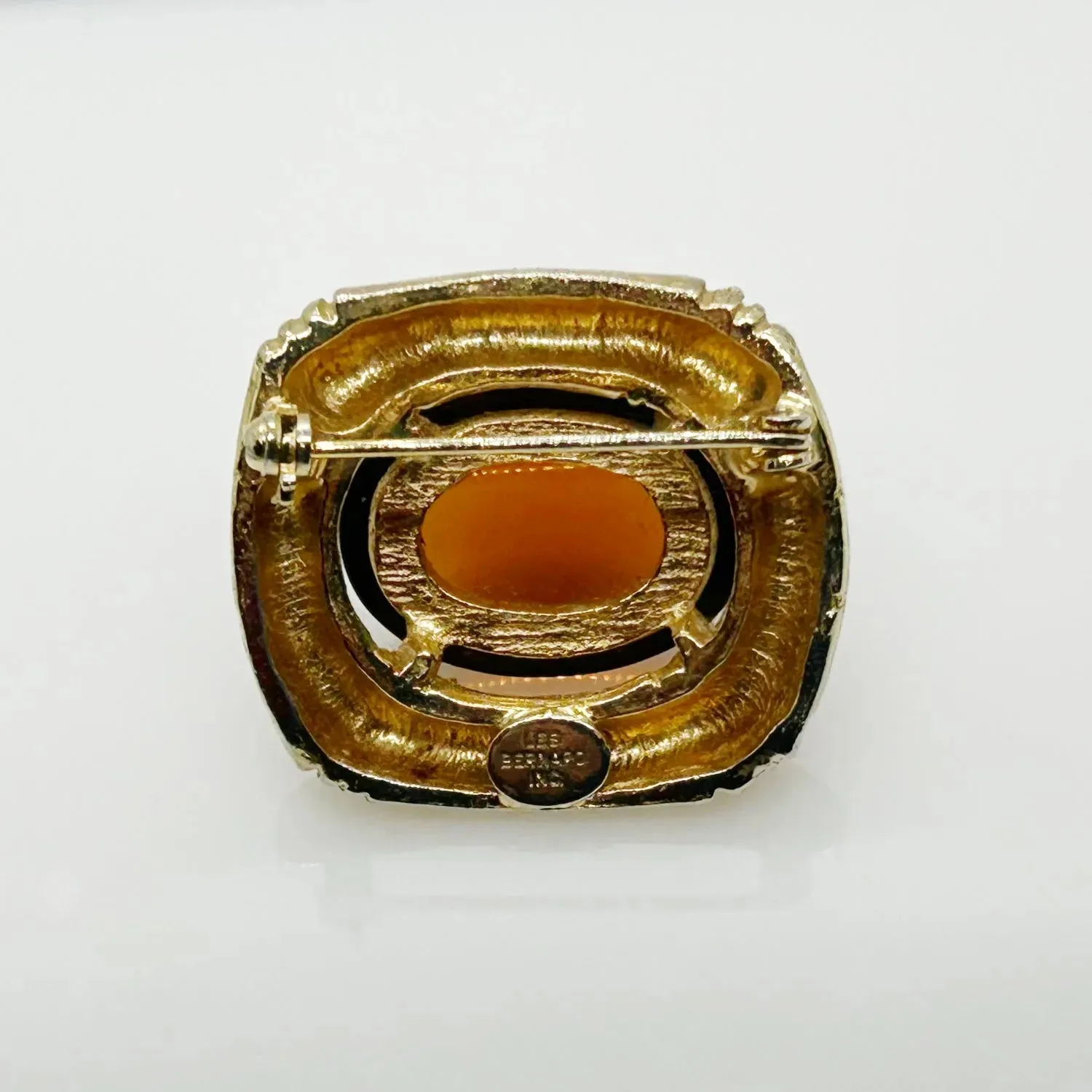 Mouth-Watering Amber Glass Vintage  Les Bernard Brooch