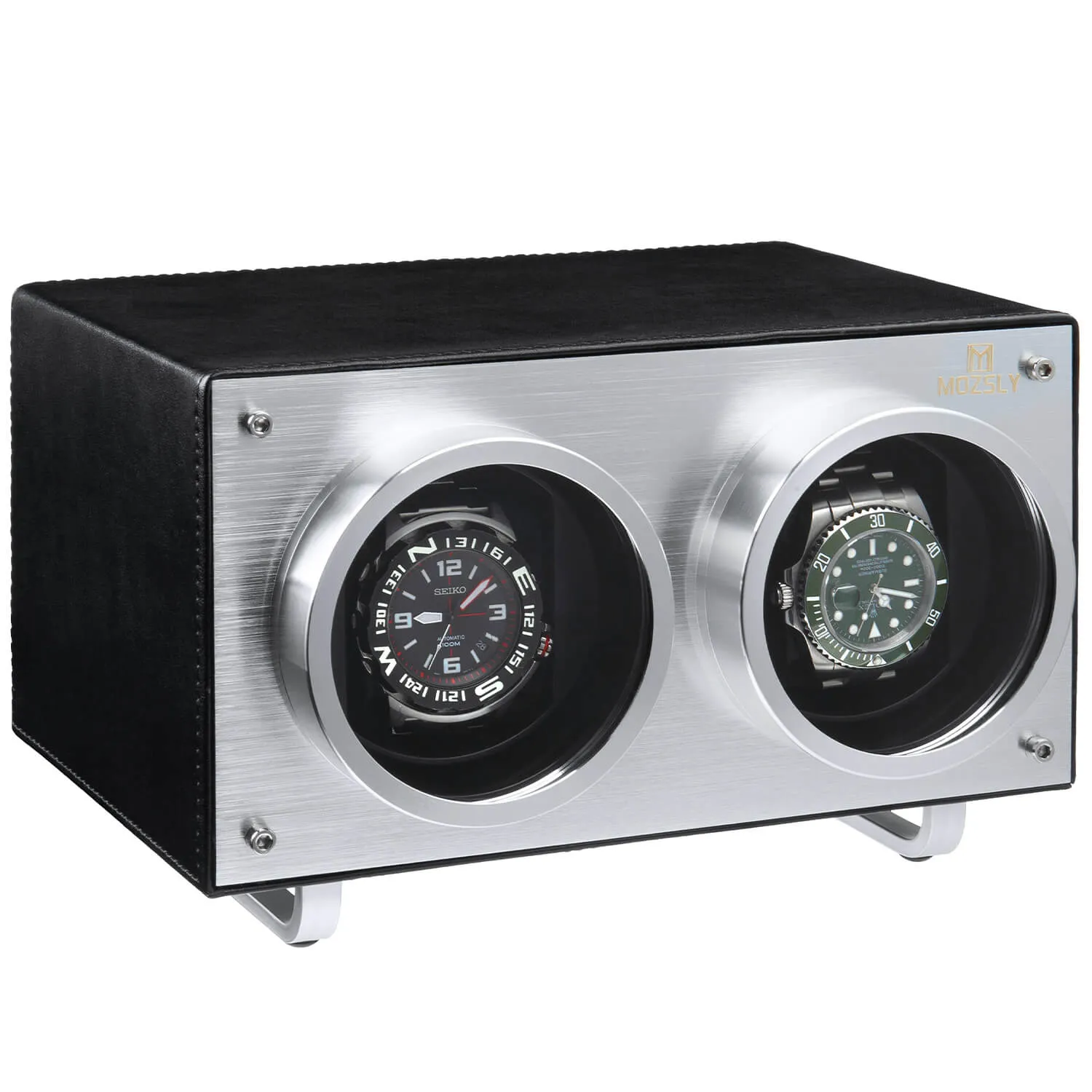 MOZSLY® Double Watch Winder - Black Leather