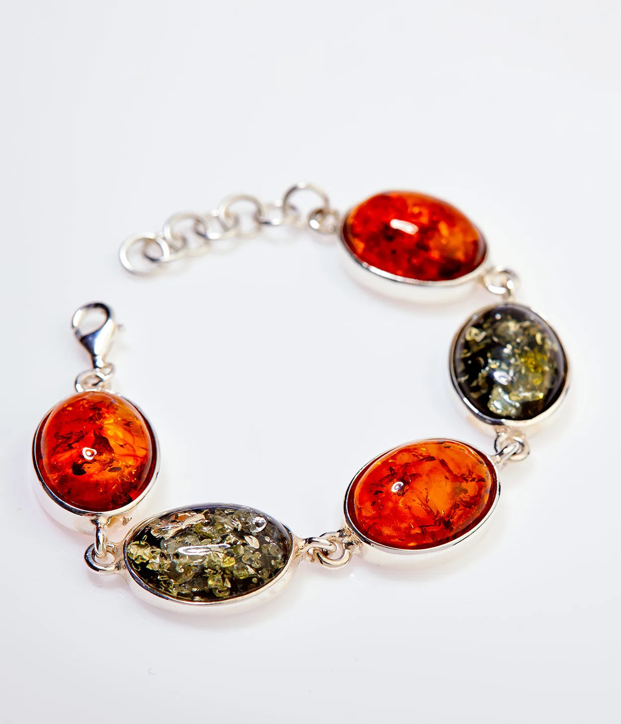 Multicolour Amber Serenity Bracelet - Handcrafted Baltic Amber & Sterling Silver Jewelry - Elegant & Unique