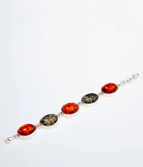 Multicolour Amber Serenity Bracelet - Handcrafted Baltic Amber & Sterling Silver Jewelry - Elegant & Unique