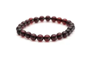 Mystical Cherry Red Amber Sphere Bead Bracelet - Unisex, Adjustable, Luxury Finish