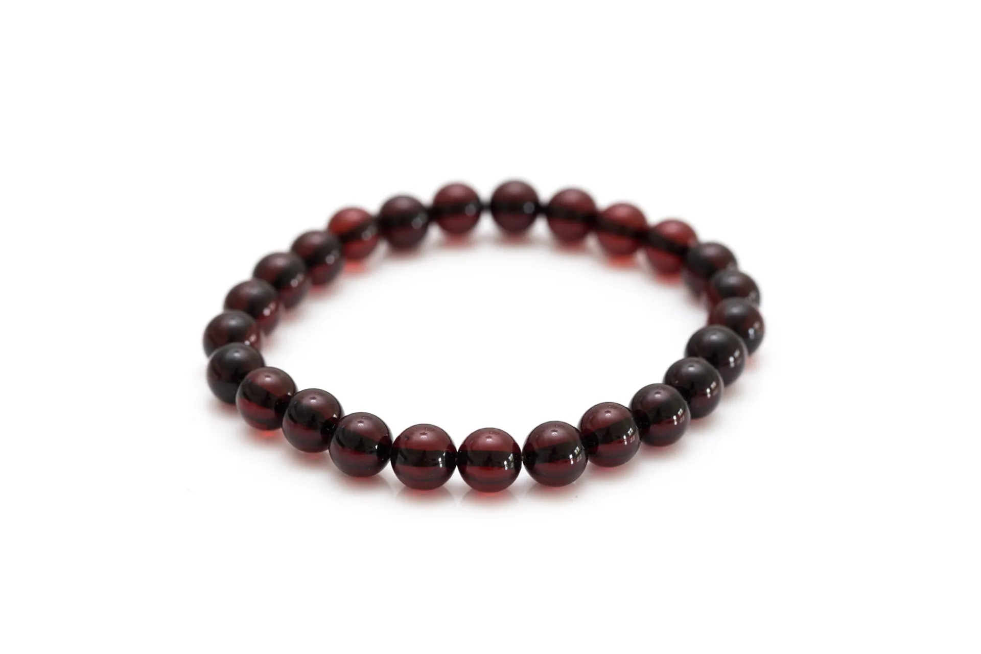 Mystical Cherry Red Amber Sphere Bead Bracelet - Unisex, Adjustable, Luxury Finish