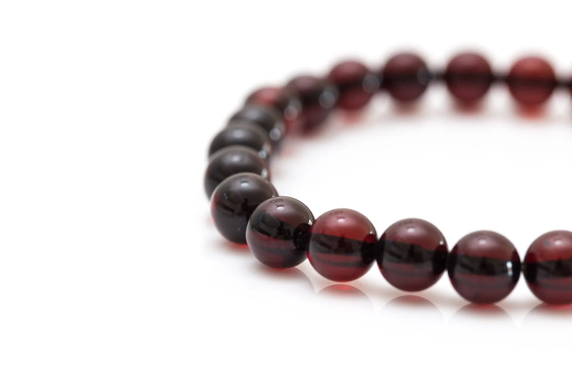 Mystical Cherry Red Amber Sphere Bead Bracelet - Unisex, Adjustable, Luxury Finish