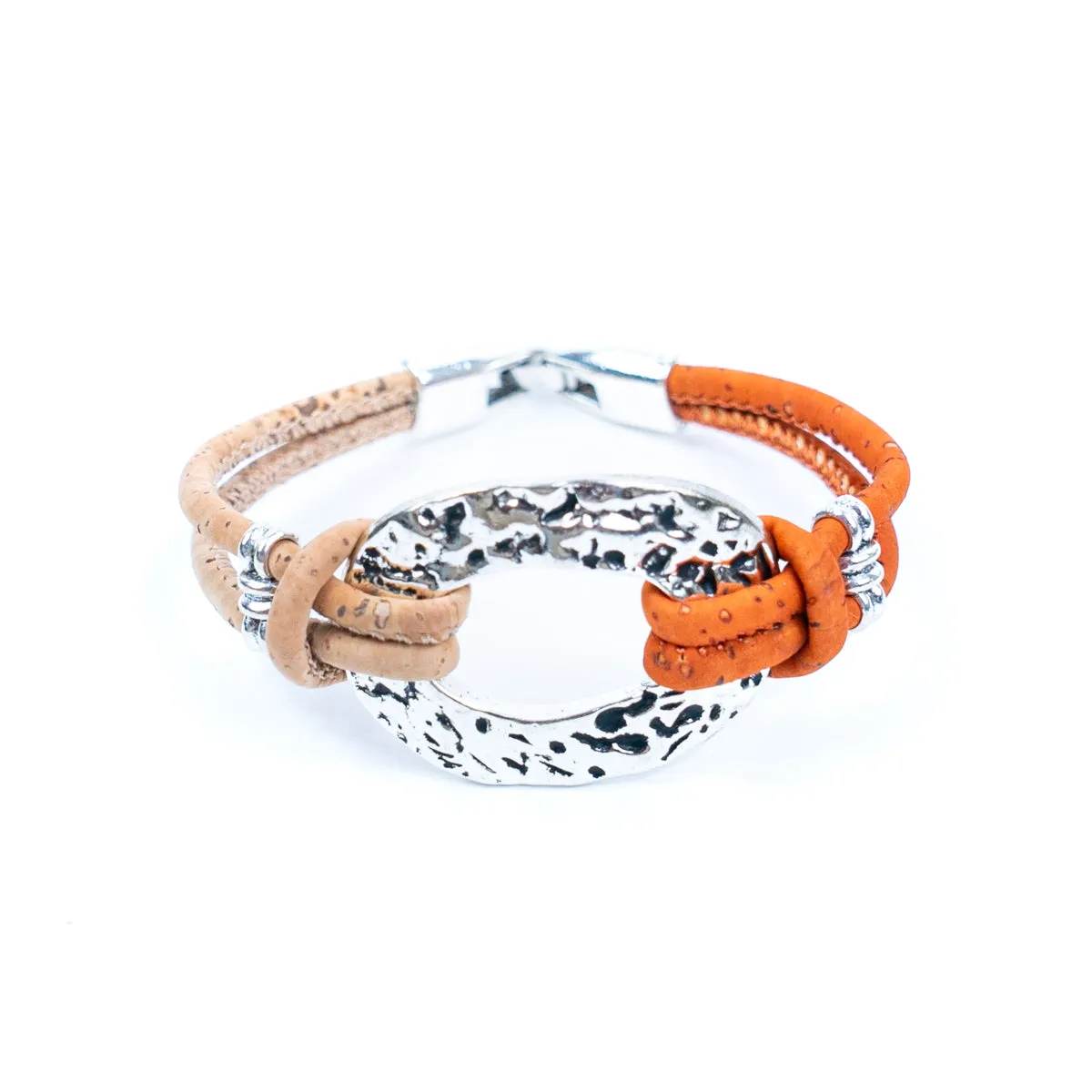 Natural cork cord and alloy hardware ring handmade women's fashion bracelet DBR-043-MIX-5