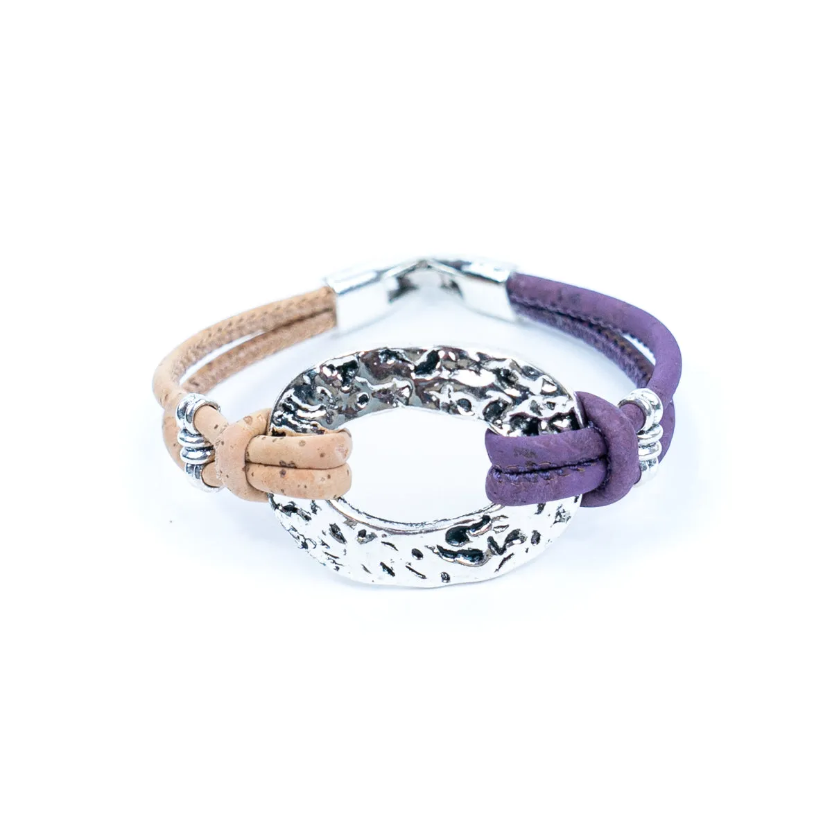 Natural cork cord and alloy hardware ring handmade women's fashion bracelet DBR-043-MIX-5