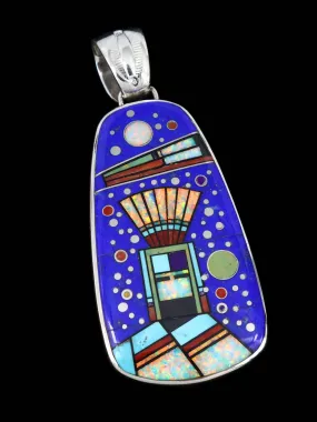 Navajo Inlay Lapis Warrior Maiden Reversible Pendant