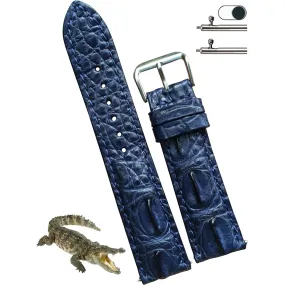 Navy Blue Alligator Leather Watch Band | Crocodile Quick Release Replacement Wristwatch Strap | DH-39