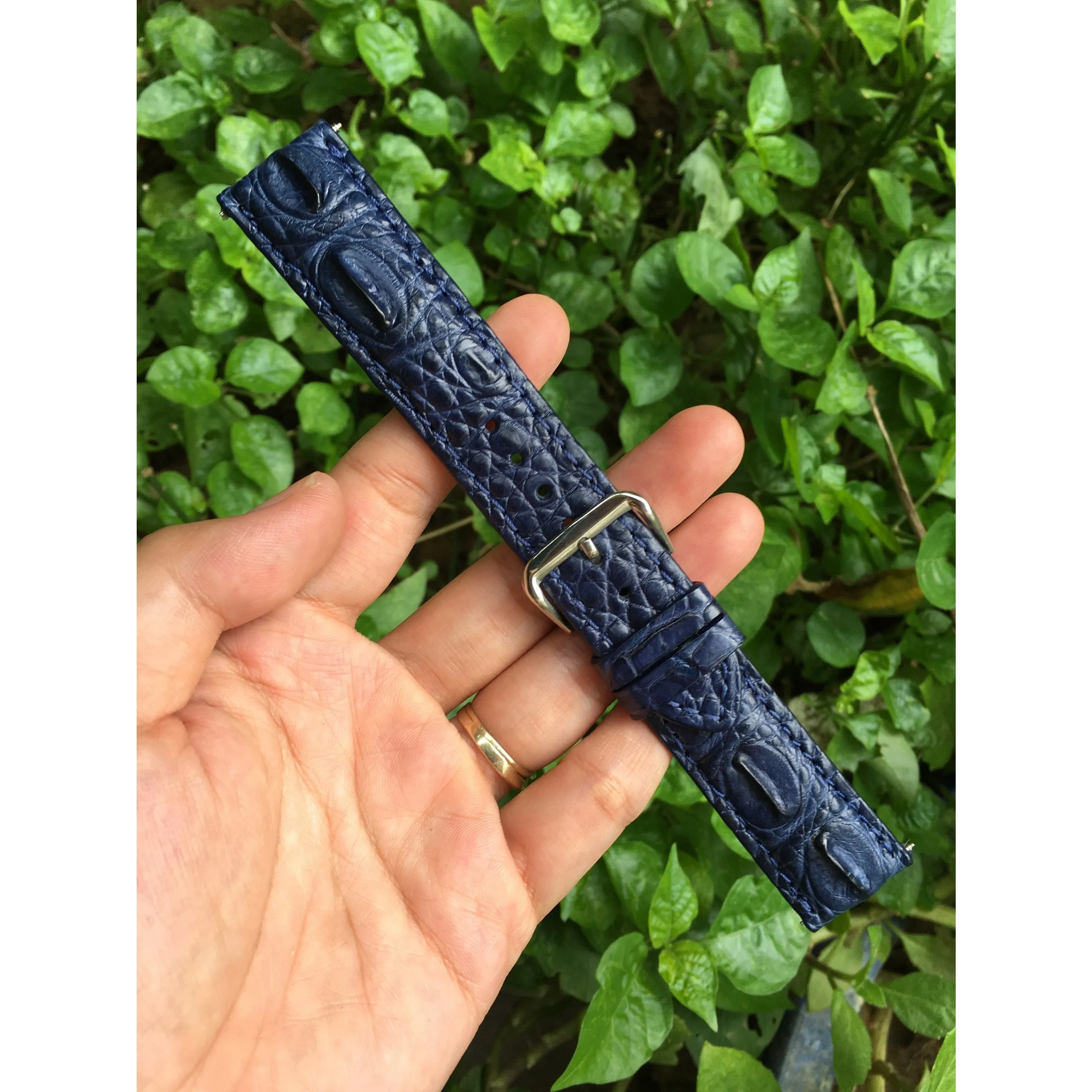 Navy Blue Alligator Leather Watch Band | Crocodile Quick Release Replacement Wristwatch Strap | DH-39