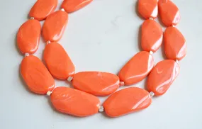 Orange Coral Acrylic Beaded Chunky Multi Strand Necklace - Miranda