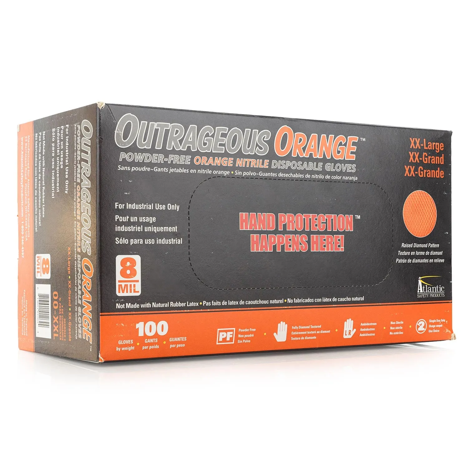 Outrageous Orange Textured Nitrile Gloves