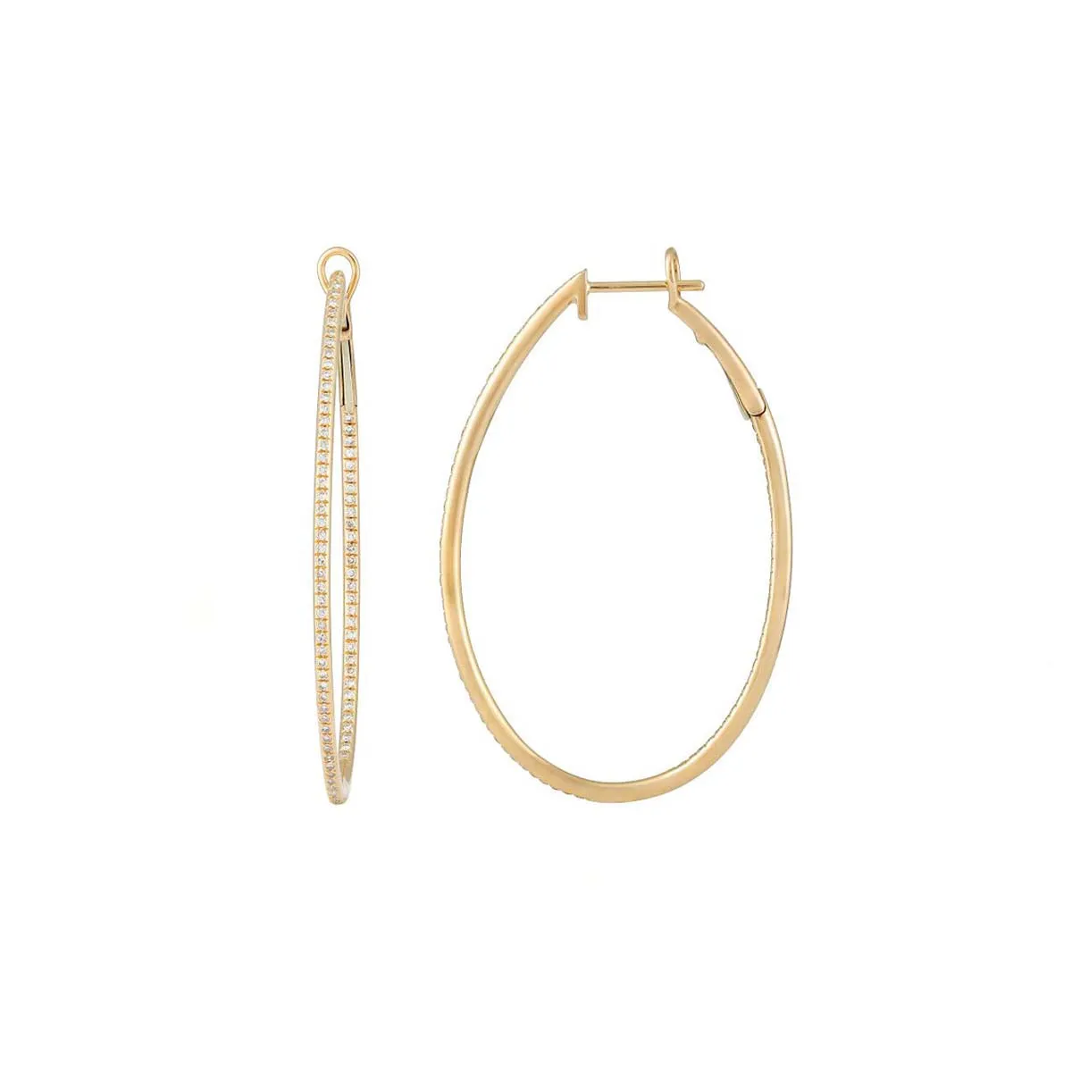 Oval Diamond Hoops