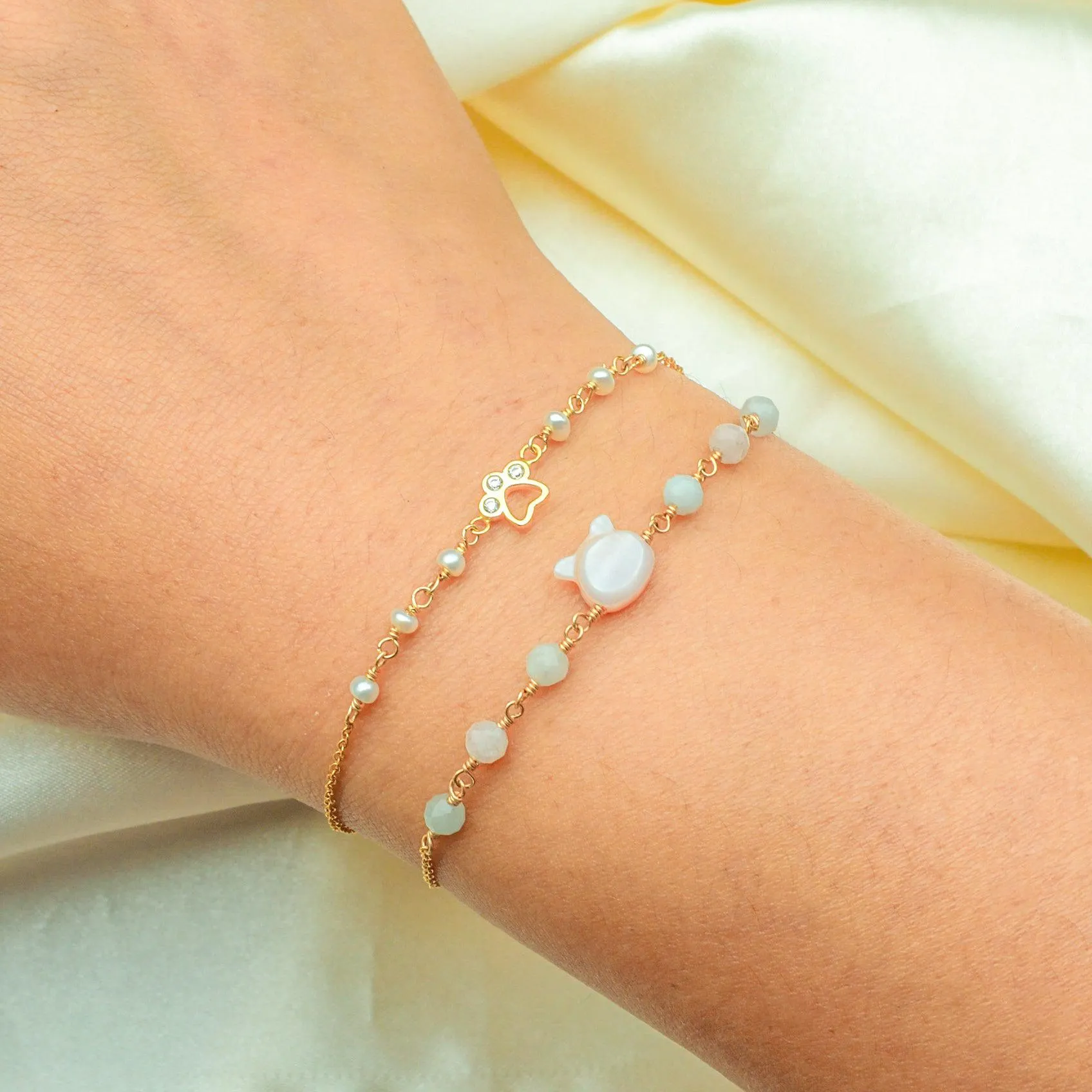 Paw Print Pearl Bracelet