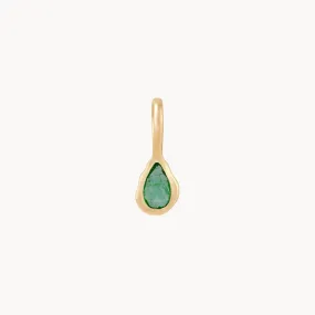 pear emerald may mood birthstone charm - 10k yellow gold, emerald