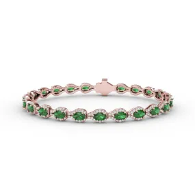 Pear-Shaped Diamond & Emerald Bracelet