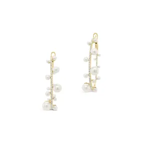 Pearl & Diamond Hoop Earrings