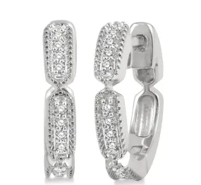 Petite white gold Lattice Diamond Huggie Earrings