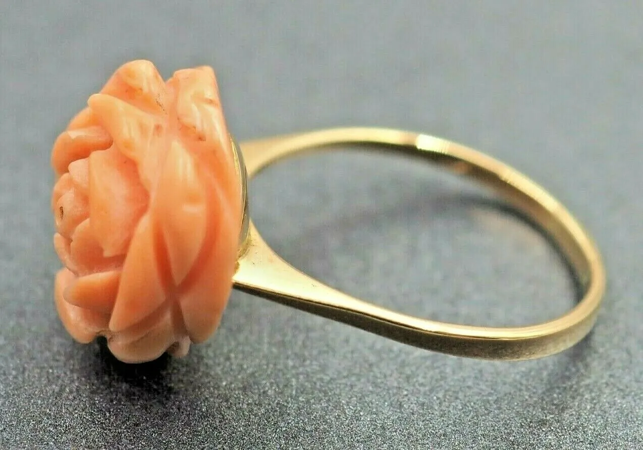 Pink Coral 18ct Yellow Gold Ring