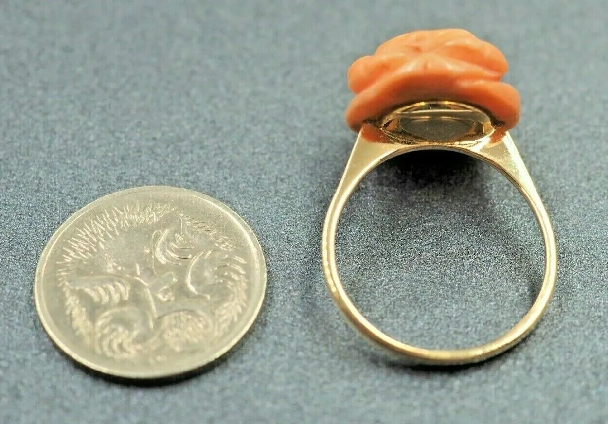 Pink Coral 18ct Yellow Gold Ring