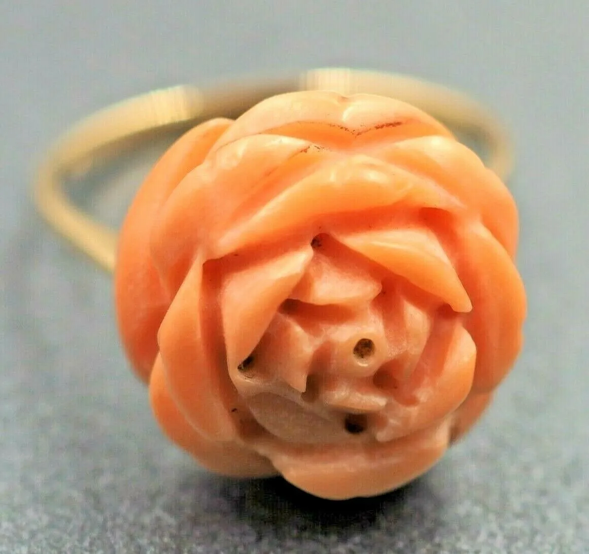 Pink Coral 18ct Yellow Gold Ring