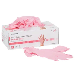 Pink Nitrile Exam Gloves with Textured Fingertips, Powder-Free 250/Box