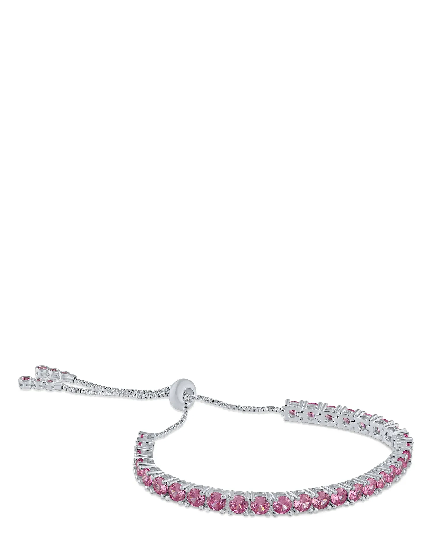 Pink Round CZ Bolo Bracelet