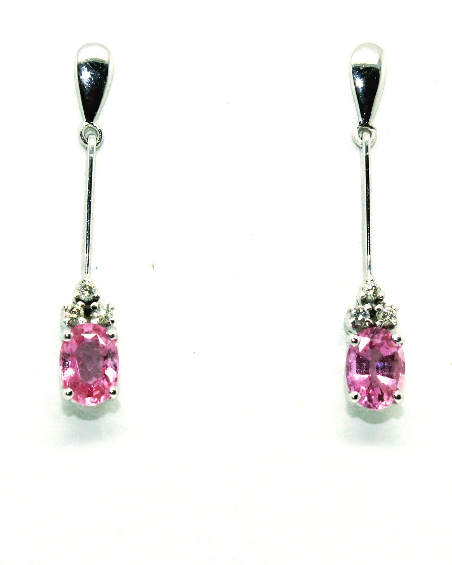 Pink Sapphire And Diamond Stick Drop Earring Ad No. 0786