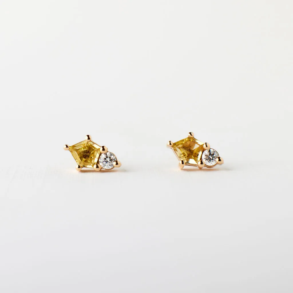 Pixie Earrings - Yellow Sapphires   White Diamonds