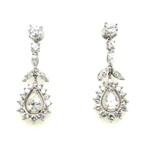 Platinum Natural Diamond Dangle Earrings