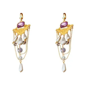 Pre Order:  French Palace Pearl Rhinestones Drop Earrings