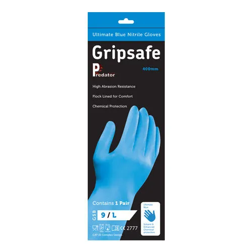 Predator Gripsafe BLUE Gauntlet Nitrile Gloves (10 Pairs)