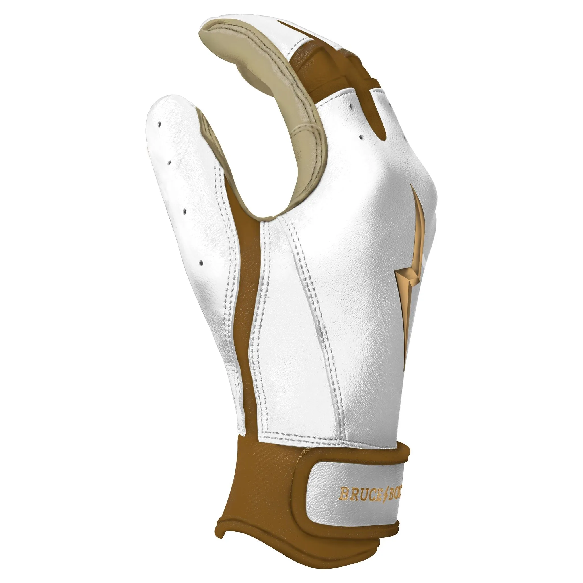 PREMIUM PRO GOLD Series Short Cuff Batting Gloves - Gold WHITE